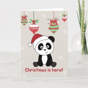 Tarjeta Festiva Navidades de Panda Nieve Animales De Invierno Pand
