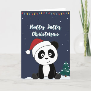 Tarjeta Festiva Navidades de Panda Nieve Animales De Invierno Pand