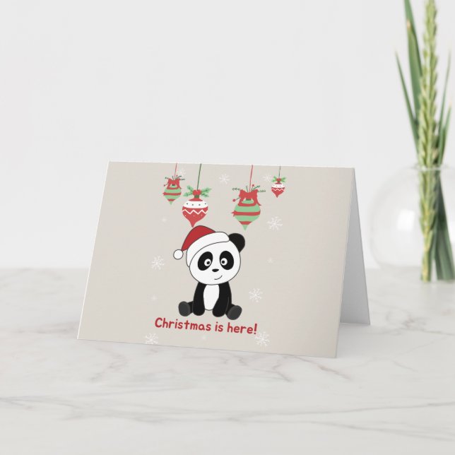 Tarjeta Festiva Navidades de Panda Nieve Animales De Invierno Pand (Anverso)