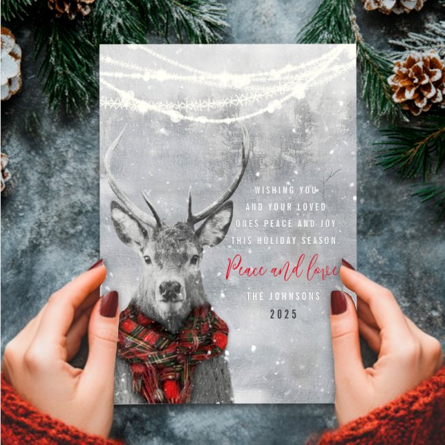 Tarjeta Festiva Navidades de pañoletas de tártaro rojo de reno lin (Subido por el creador)