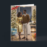 Tarjeta Festiva Navidades de parejas afroamericanas recién casadas<br><div class="desc">Al abrir la tarjeta, el sentimiento interno complementa perfectamente la imagen. La redacción transmite la emoción y gratitud de la pareja por celebrar su primera Navidad juntos como marido y mujer. La elección de palabras es sincera y poética, expresando el amor de la pareja y la expectativa por las vacaciones...</div>