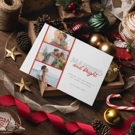 Tarjeta Festiva Navidades de parejas recién casadas con foto brill