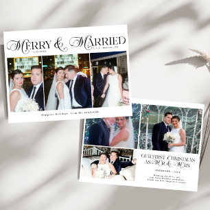 Tarjeta Festiva Navidades de parejas recién casadas con fotos de m