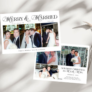 Tarjeta Festiva Navidades de parejas recién casadas con fotos de m