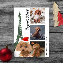 Tarjeta Festiva Navidades de París en la Torre Eiffel de la Poodle