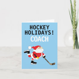 Tarjeta Festiva Navidades de patinaje de hockey para entrenador