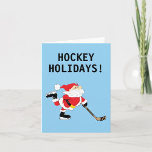 Tarjeta Festiva Navidades de patinaje de hockey sobre hielo