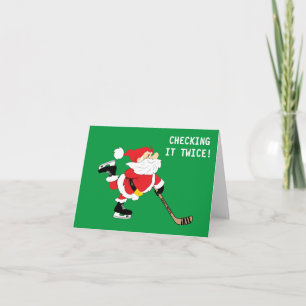 Tarjeta Festiva Navidades de patinaje de hockey sobre patines revi