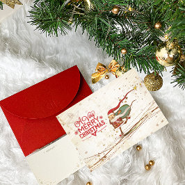 Tarjeta Festiva Navidades de patinaje sobre hielo Santa Claus