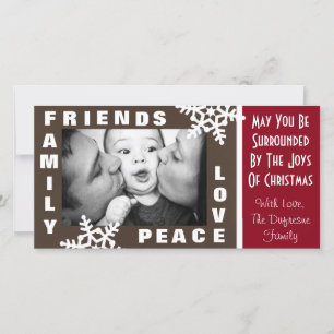 Tarjeta Festiva Navidades de Paz y Amor de familiares