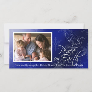Tarjeta Festiva Navidades de Peace on Earth Blue Dove