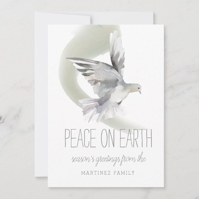 Tarjeta Festiva Navidades de Peace On Earth Dove (Anverso)