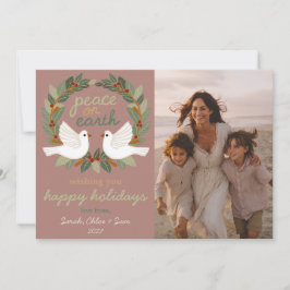 Tarjeta Festiva Navidades de Peace on Earth Doves PERSONALIZADO 3 