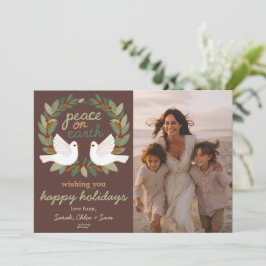 Tarjeta Festiva Navidades de Peace on Earth Doves PERSONALIZADO 3 
