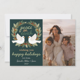 Tarjeta Festiva Navidades de Peace on Earth Doves PERSONALIZADO 3 