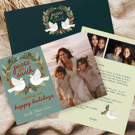 Tarjeta Festiva Navidades de Peace on Earth Doves PERSONALIZADO 3 