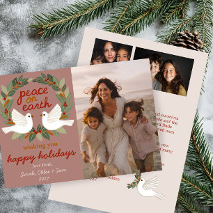 Tarjeta Festiva Navidades de Peace on Earth Doves PERSONALIZADO 3