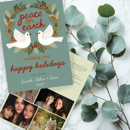 Tarjeta Festiva Navidades de Peace on Earth Doves PERSONALIZADO 4 