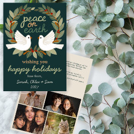 Tarjeta Festiva Navidades de Peace on Earth Doves PERSONALIZADO 4 