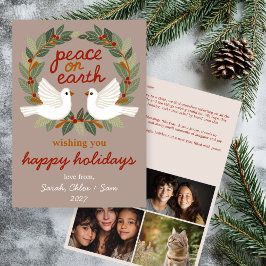 Tarjeta Festiva Navidades de Peace on Earth Doves PERSONALIZADO 4 