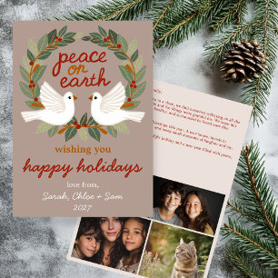 Tarjeta Festiva Navidades de Peace on Earth Doves PERSONALIZADO 4