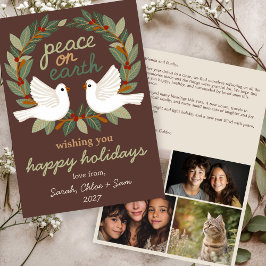 Tarjeta Festiva Navidades de Peace on Earth Doves PERSONALIZADO 4 