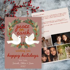 Tarjeta Festiva Navidades de Peace on Earth Doves PERSONALIZADO 4 