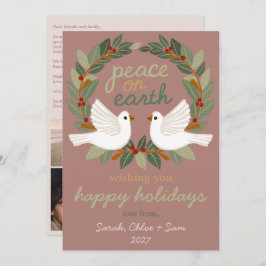 Tarjeta Festiva Navidades de Peace on Earth Doves PERSONALIZADO 4 