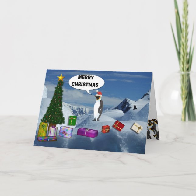 Tarjeta Festiva Navidades de Penguin (Anverso)