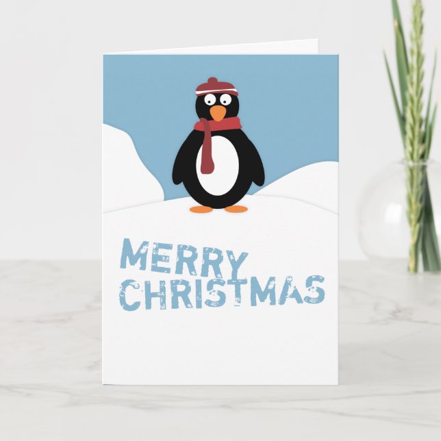 Tarjeta Festiva Navidades de Penguin (Anverso)