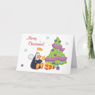 Tarjeta Festiva Navidades de Penguin Angel
