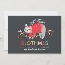 Tarjeta Festiva navidades de perezosos y coloridos