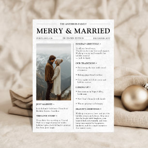 Tarjeta Festiva Navidades de periódico casados y casados