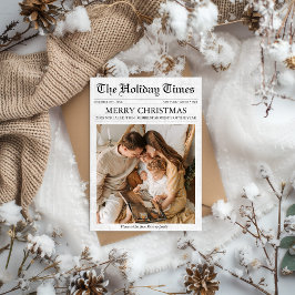 Tarjeta Festiva Navidades de periódicos Boletín 1 Foto Única