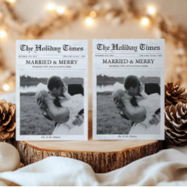 Tarjeta Festiva Navidades de periódicos casados y morados por foto