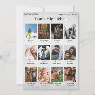 Tarjeta Festiva Navidades de periódicos revisan año tras año