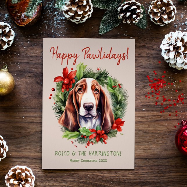 Tarjeta Festiva Navidades de perras de Hound en Basset (Subido por el creador)