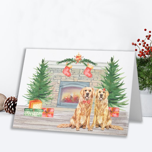 Tarjeta Festiva Navidades de perro adorable de Golden Retriever (Subido por el creador)