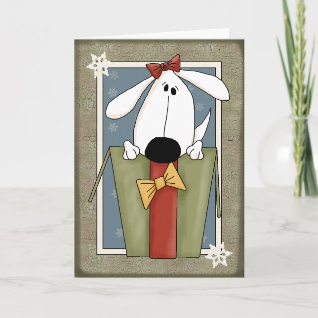 Tarjeta Festiva Navidades de Perro Cachorro (Anverso)