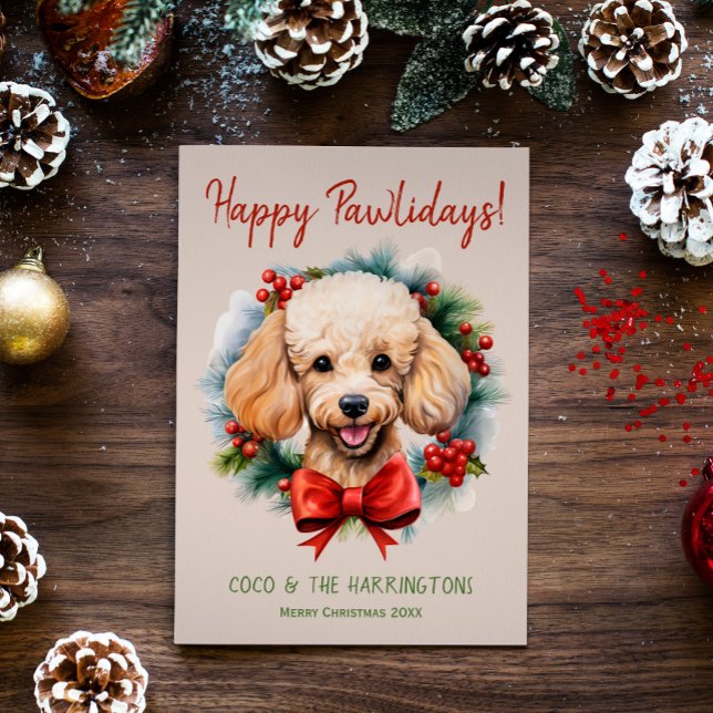 Tarjeta Festiva Navidades de perro canino de perro caniche Felices (Subido por el creador)