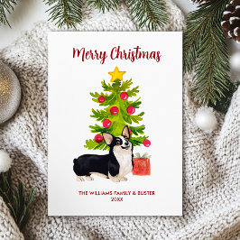 Tarjeta Festiva Navidades de perro de Corgi personalizados