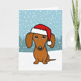Tarjeta Festiva Navidades de perro de Dachshund Santa Cute Wiener