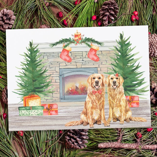 Tarjeta Festiva Navidades de perro de Golden Retriever (Subido por el creador)