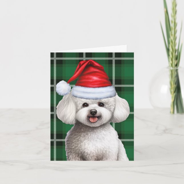 Tarjeta Festiva Navidades de perro de la fraternidad Bichon (Anverso)