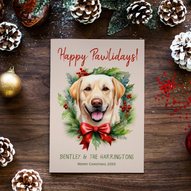 Tarjeta Festiva Navidades de perro de los labradores amarillos fel (Subido por el creador)