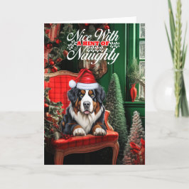Tarjeta Festiva Navidades de perro de montaña de Berna trincherado