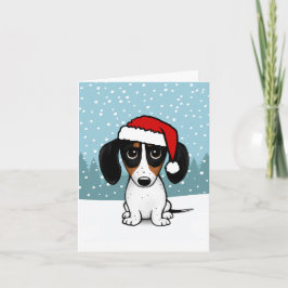 Tarjeta Festiva Navidades de perro de Piebald Dachshund Santa Wien