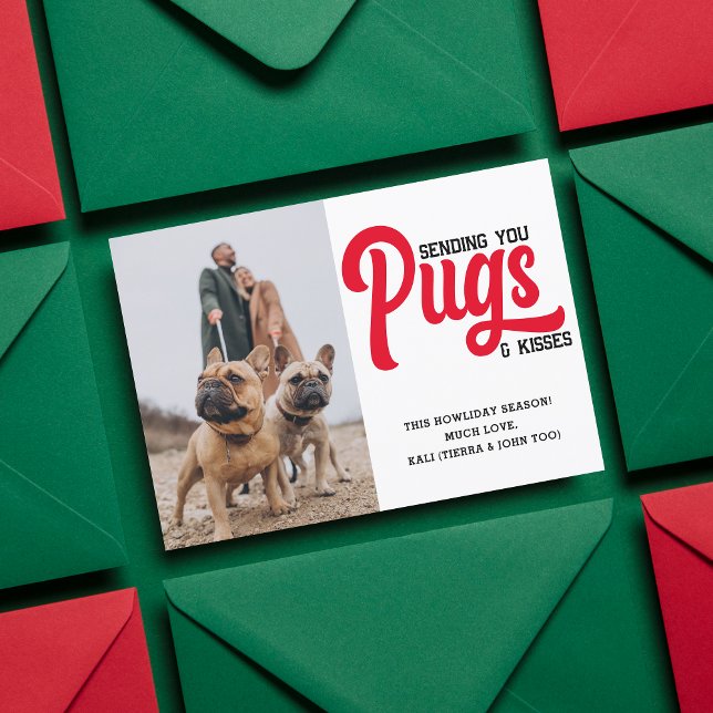 Tarjeta Festiva Navidades de perro de pug personalizados foto Pers (Subido por el creador)