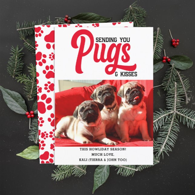 Tarjeta Festiva Navidades de perro de pug personalizados foto Pers (Subido por el creador)