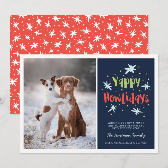 Tarjeta Festiva Navidades de perro de Yappy Howlidays (Anverso / Reverso)